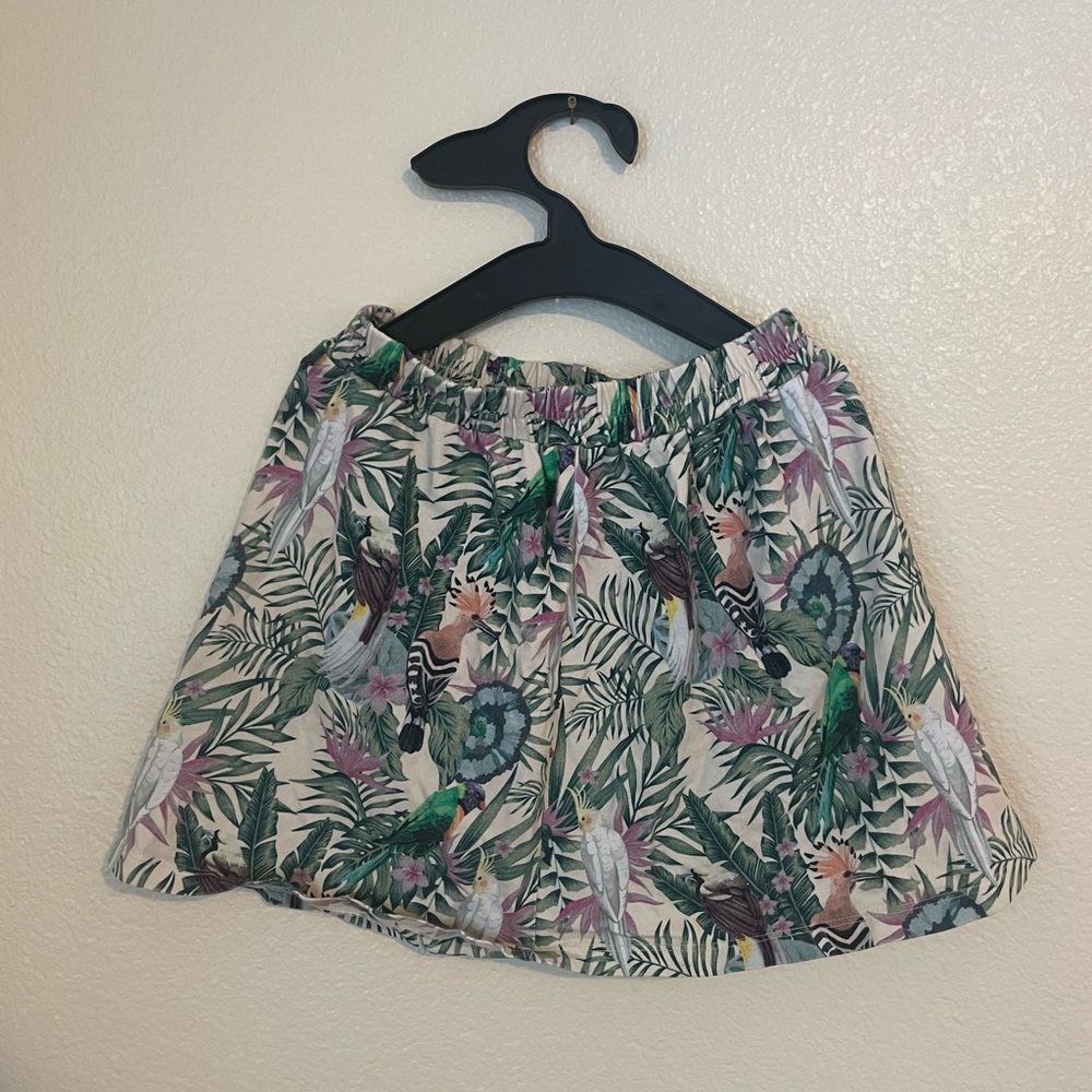 Moi Green and Pink Tropical Skater Skirt